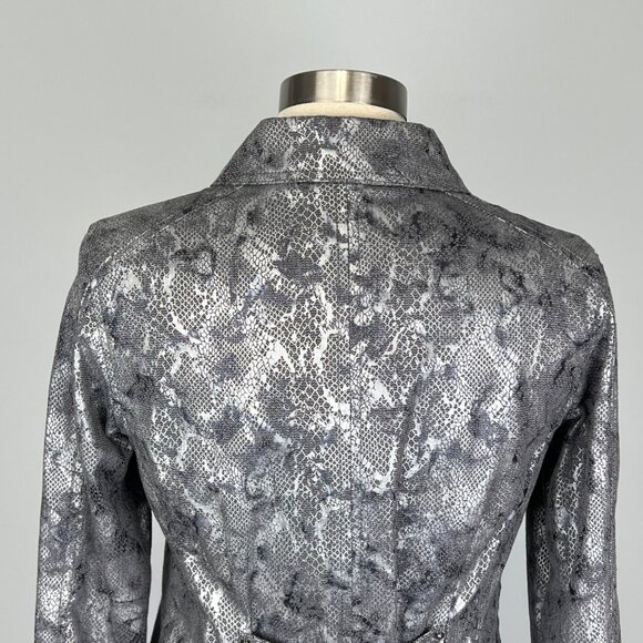 Chicos Womens Python Print Jacket Metallic Gray Button Front size Small - Picture 7 of 13
